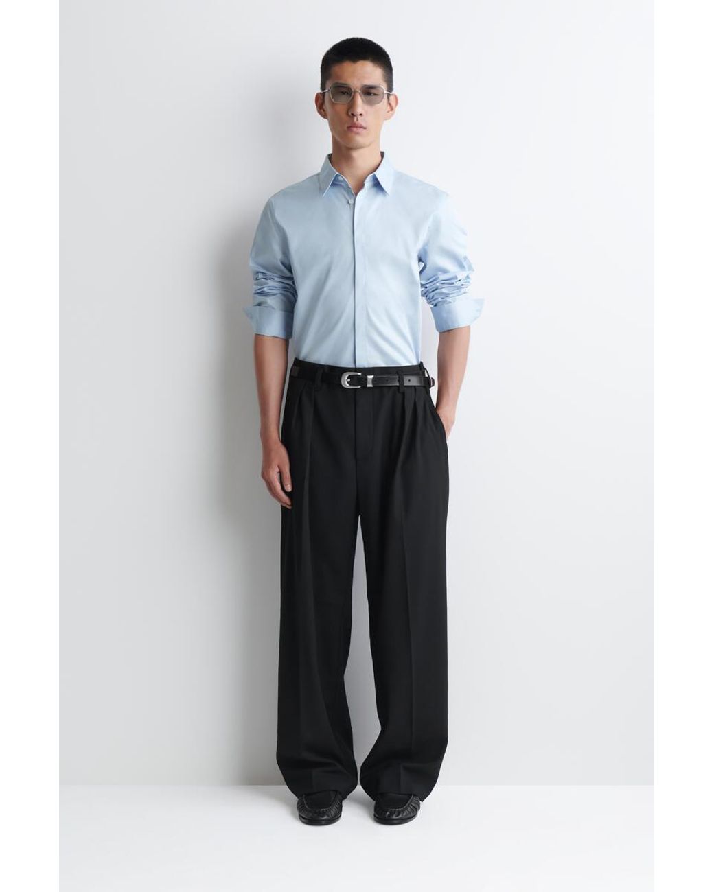 COS Blue Slim Cotton Shirt for men