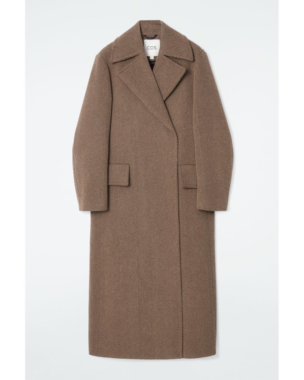 COS Tailored Herringbone Wool-Blend Coat in GREEN | endource