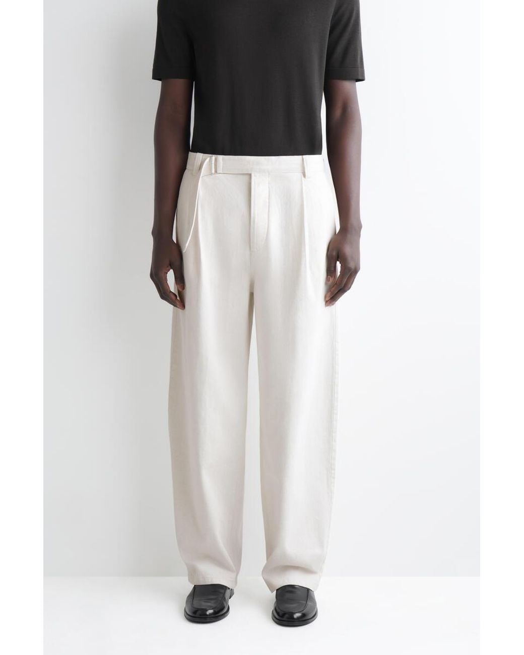 COS White Belted Denim Relaxed-Fit Barrel-Leg Trousers for men