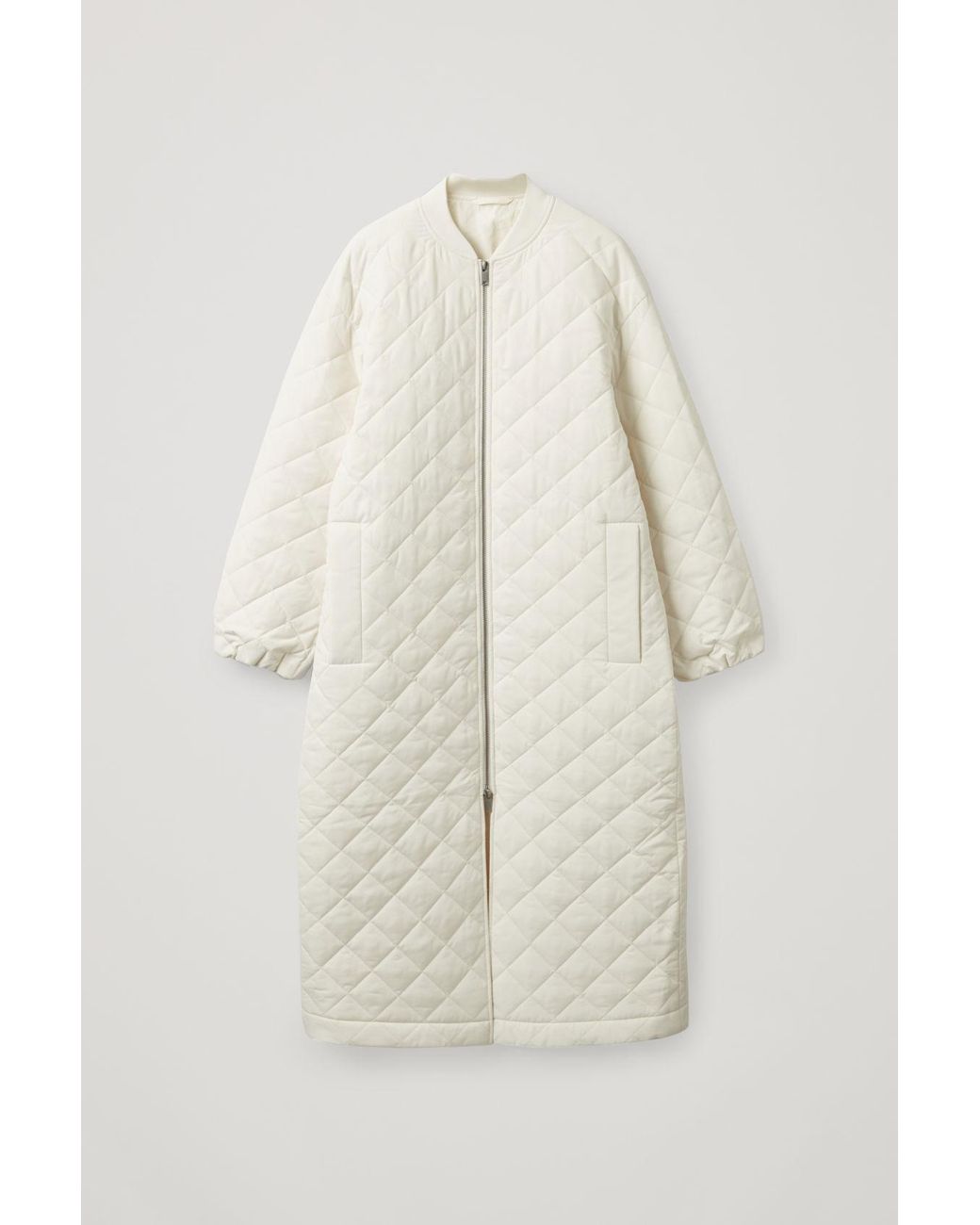 COS Women's White Longline Quilted Coat