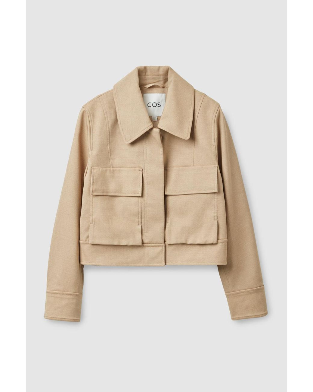 COS Cotton Cropped Utility Jacket in Beige (Natural) Lyst