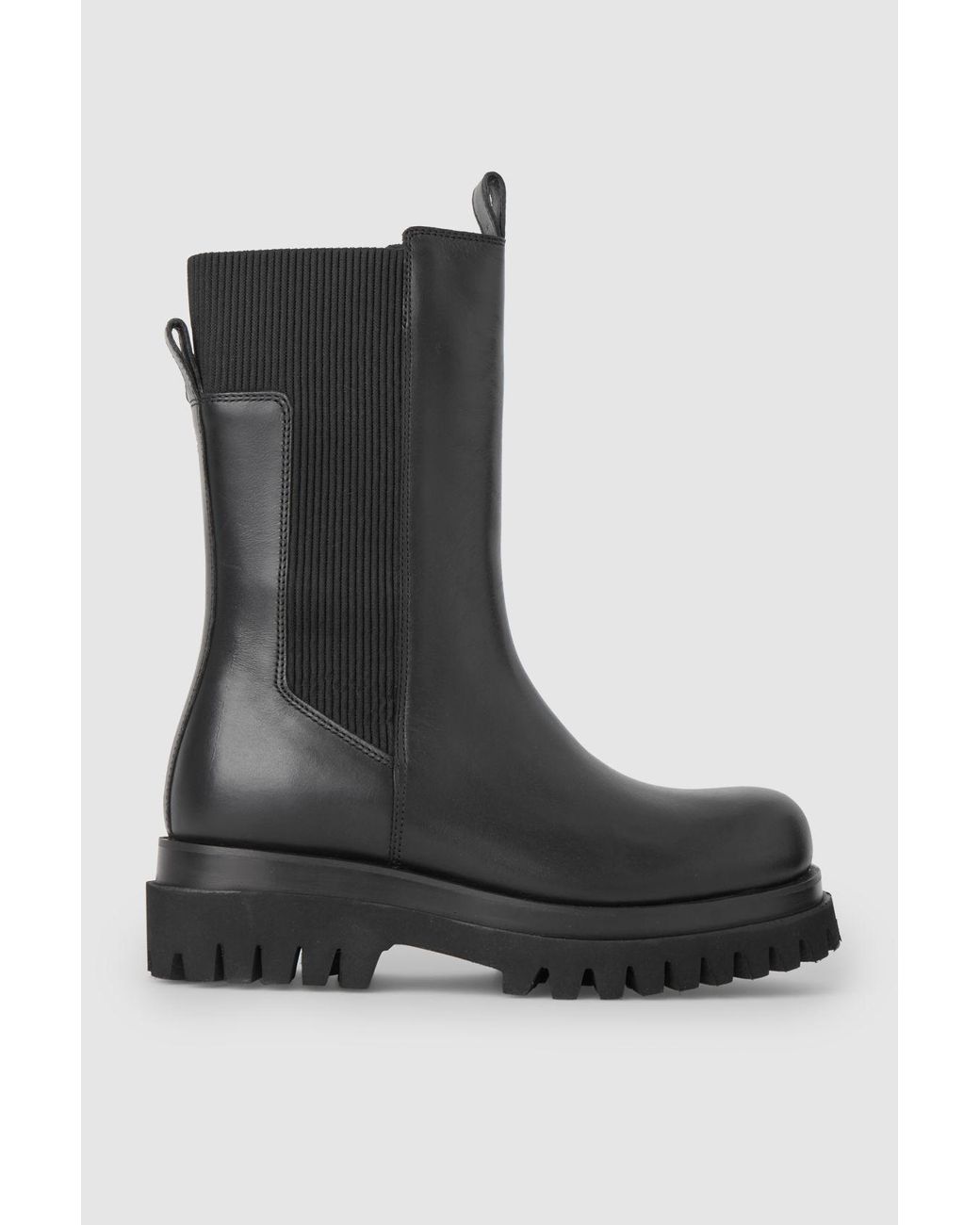 COS Chunky Leather Chelsea Boots in Black - Lyst