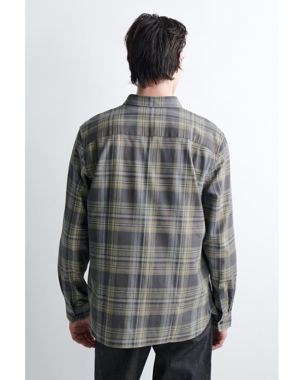 COS Gray Checked Cotton-Twill Shirt for men