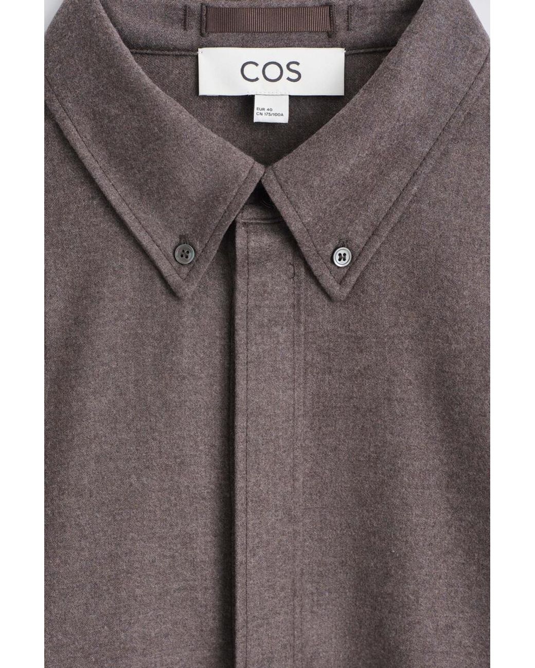 COS Brown Wool-Flannel Button-Down Collar Shirt for men