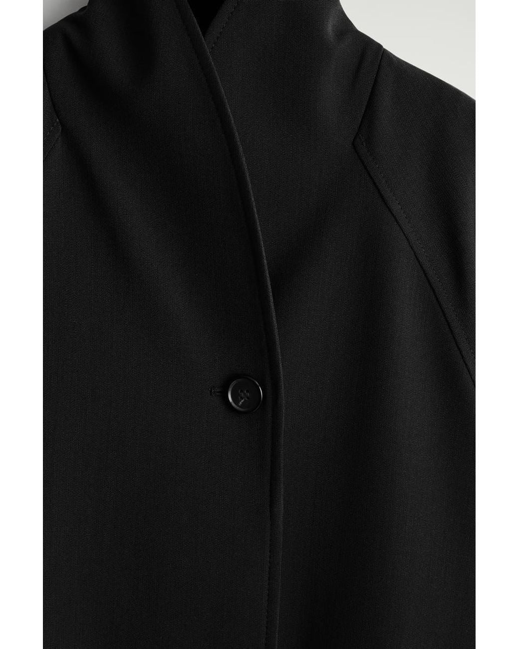 COS Black Belted Wool-Blend Shawl-Collar Jacket