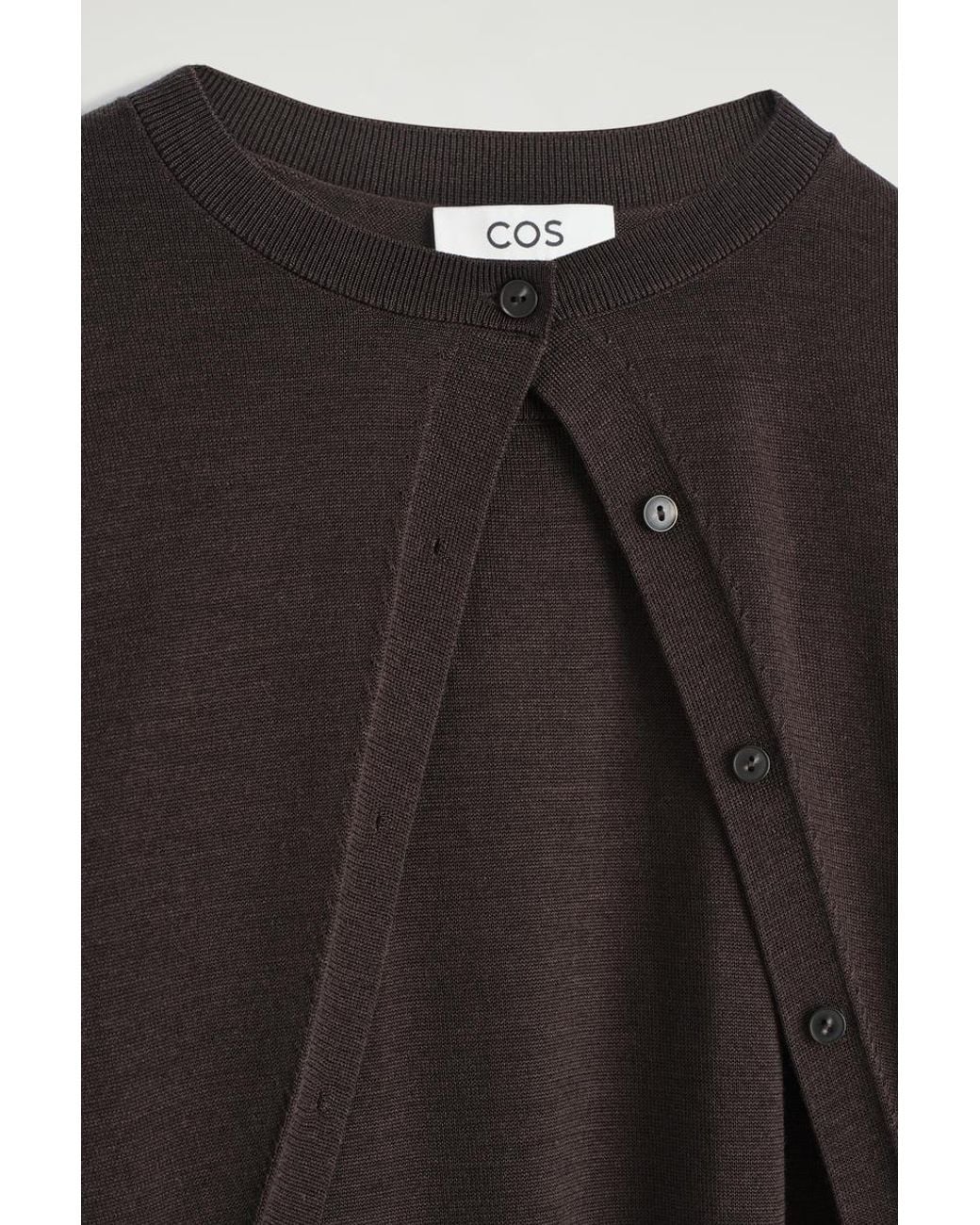 COS Black Layered Merino Wool Cardigan