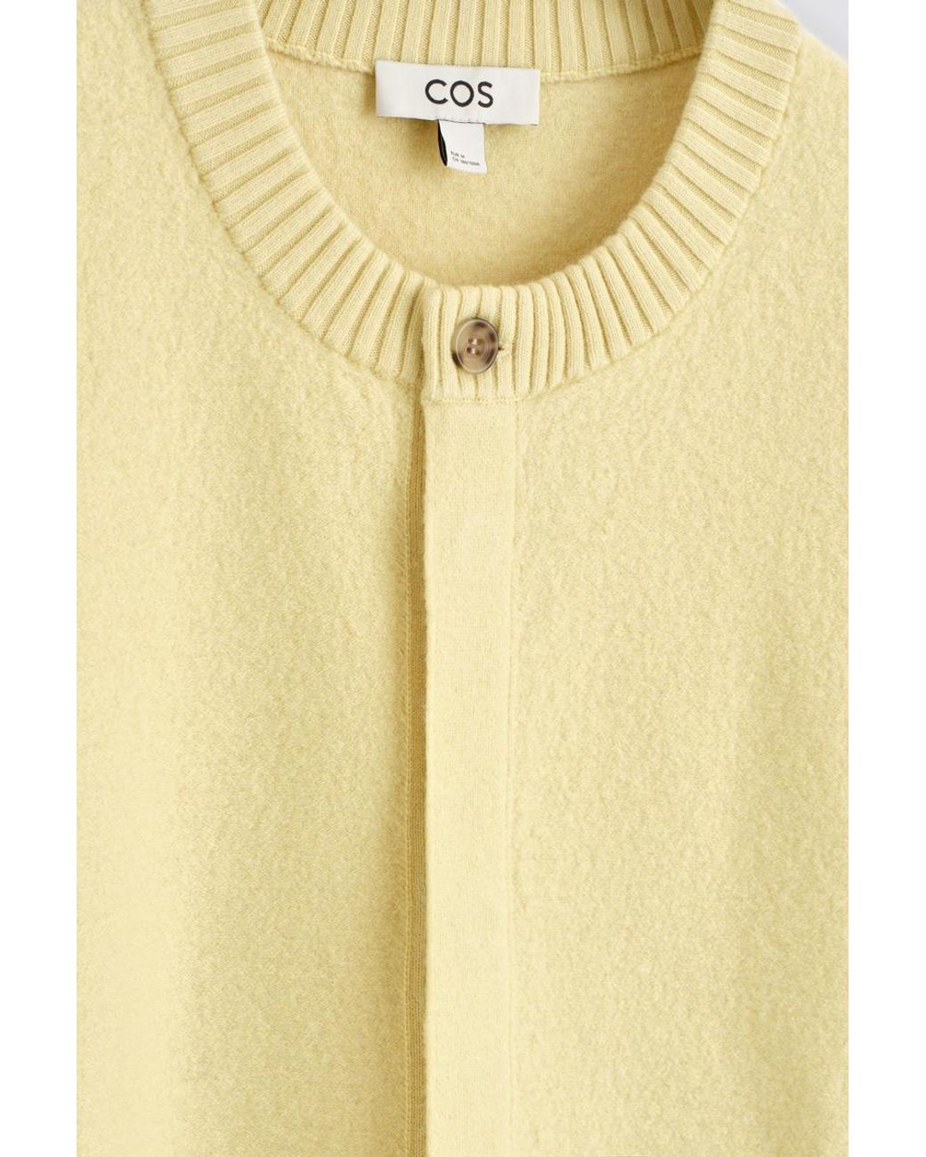 COS Boiled-Wool Crew-Neck Cardigan in Yellow for Men | Lyst