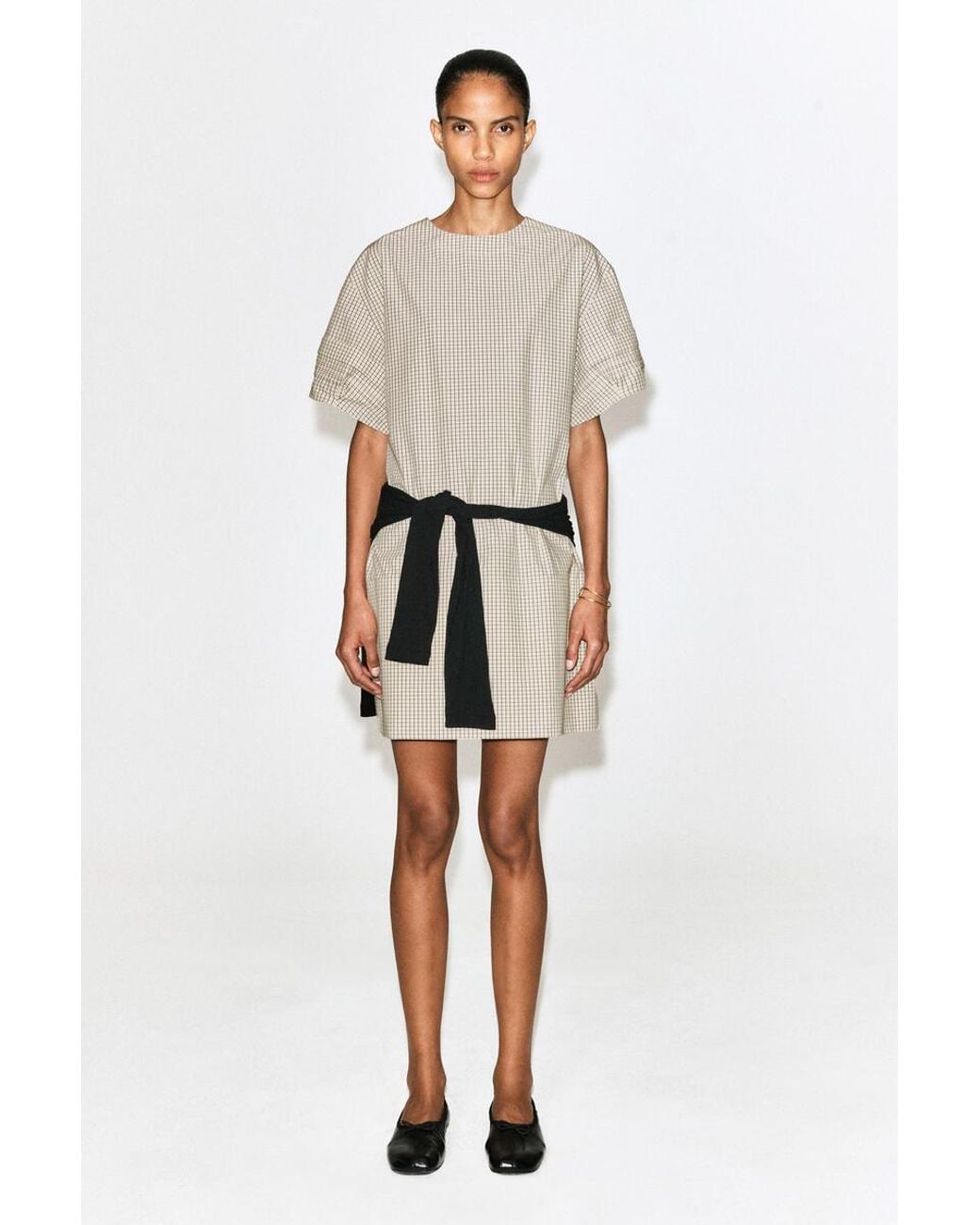 COS Natural Pintucked Cotton Mini Dress