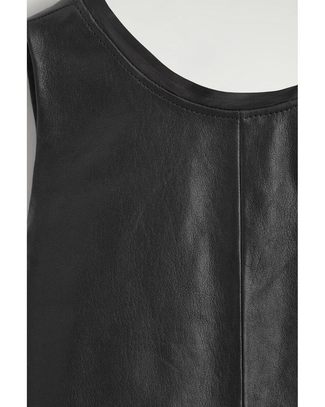 COS Black Leather A-Line Mini Dress