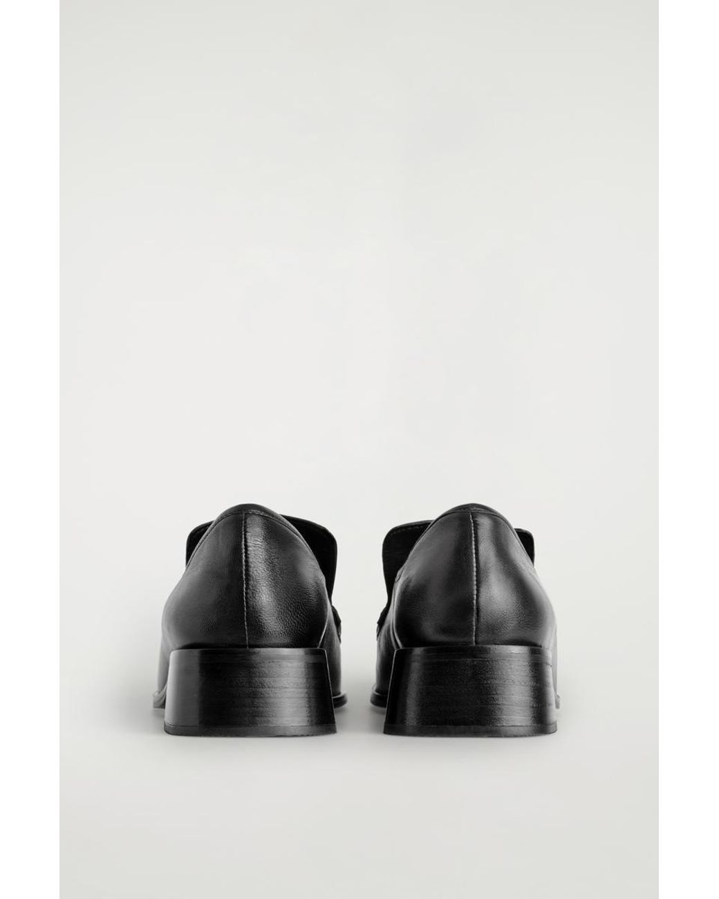 COS Black Square-Toe Leather Heeled Loafers