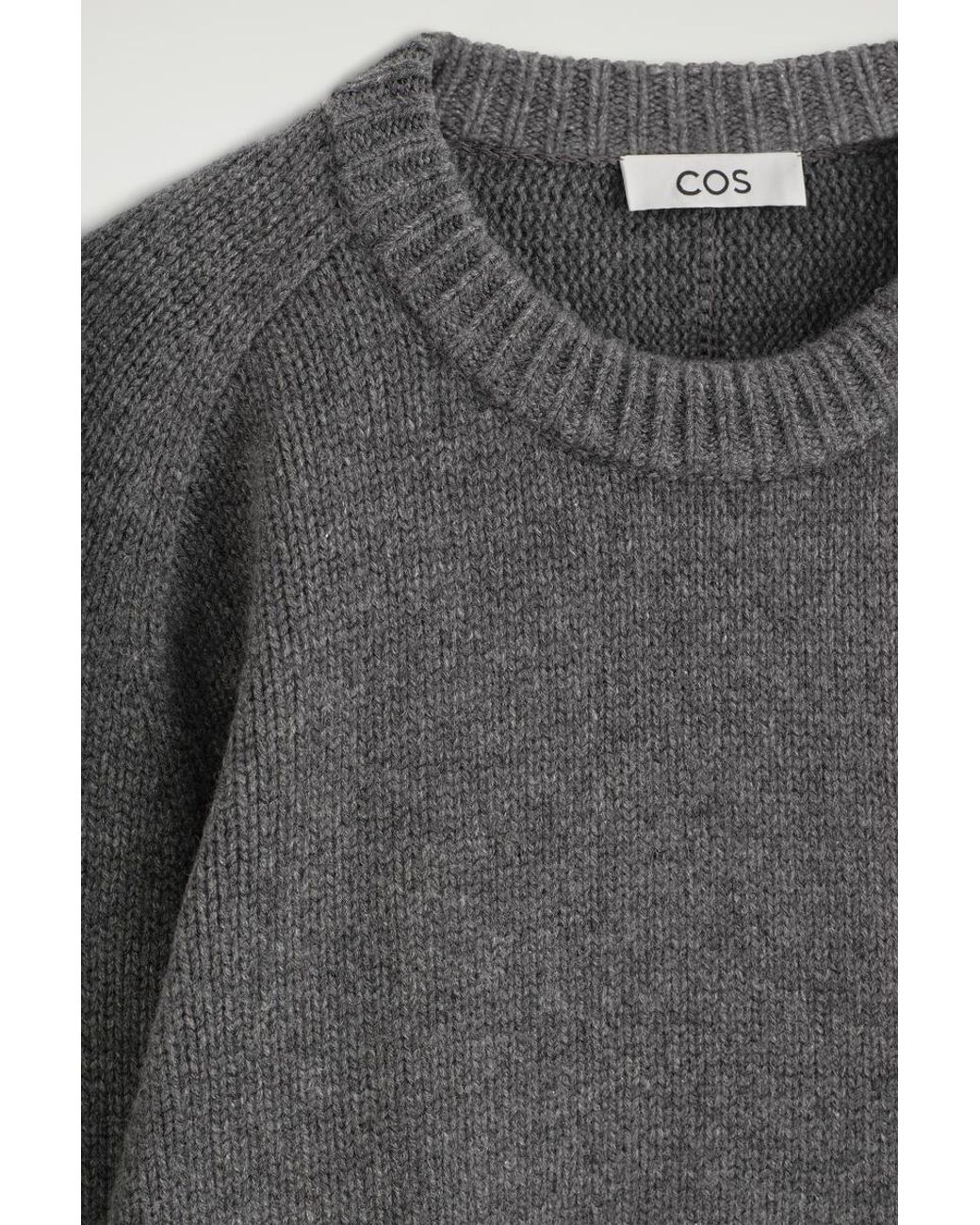 COS Gray Rounded Pure Cashmere Crew-Neck Jumper