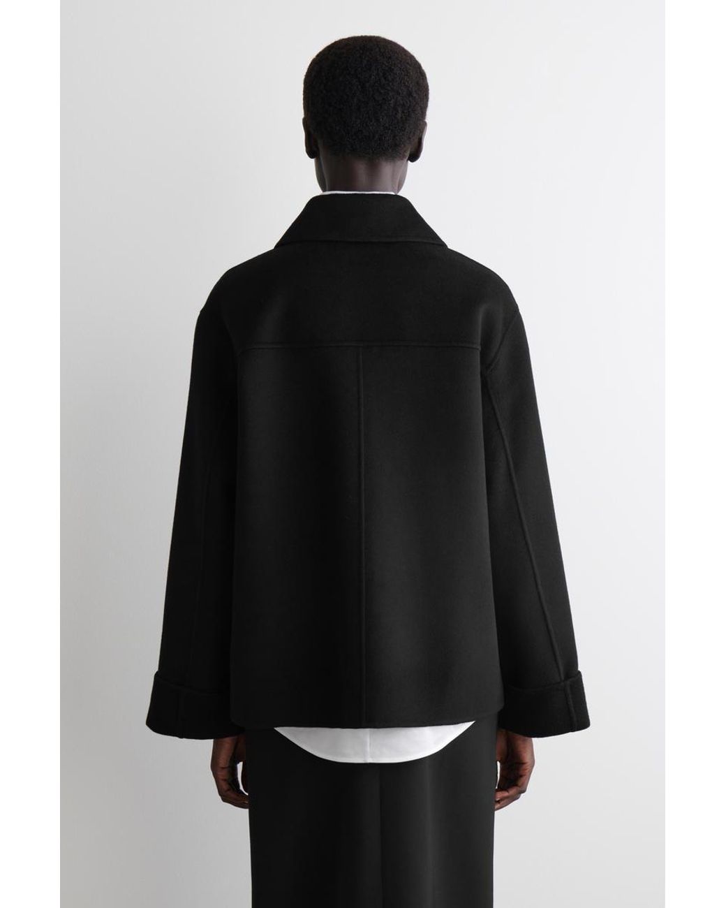 COS Double-Faced Wool Short Jacket in Black | Lyst