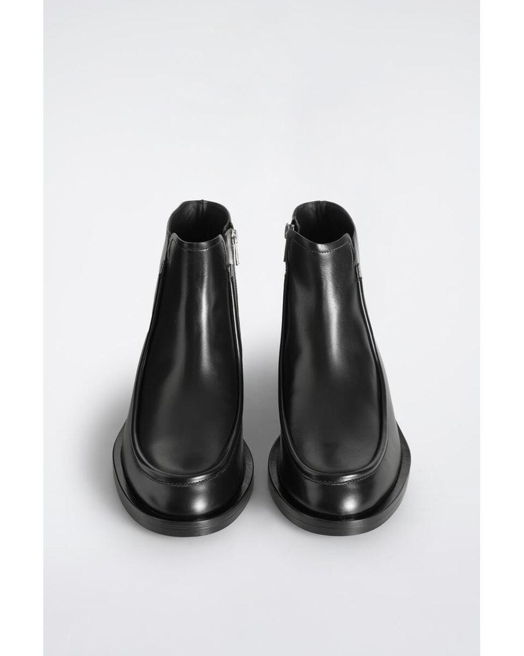 COS Black Leather Apron Boots for men