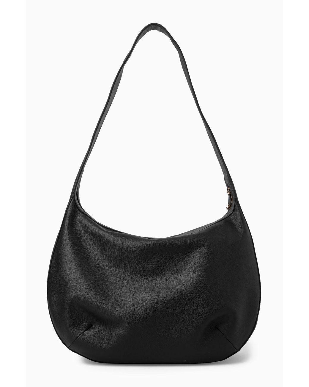 COS Curved Leather Shoulder Bag in Black | Lyst