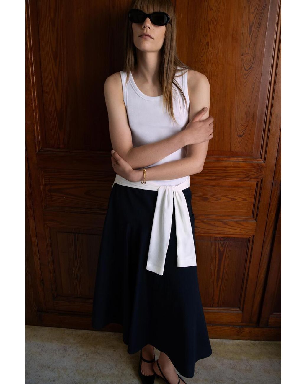 COS White Ribbed Cotton Tank Top