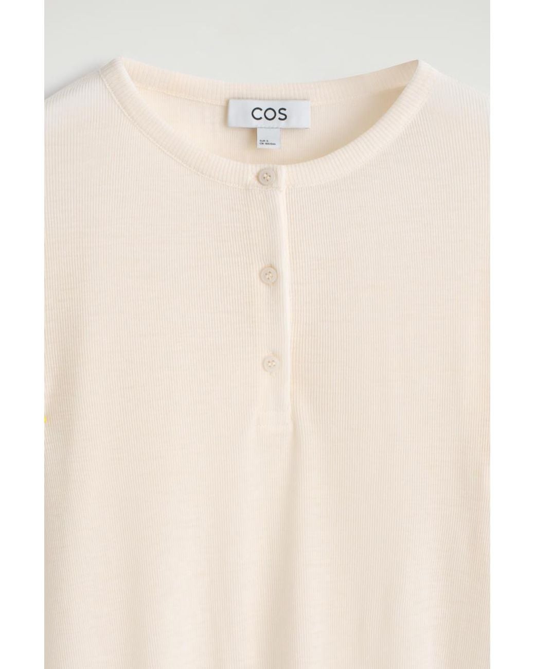 COS Natural Ribbed Wool Henley Top
