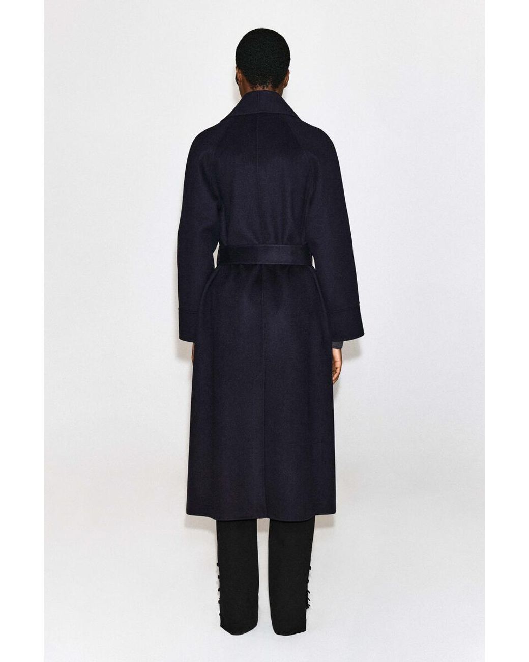 COS Blue Shawl-Collar Double-Faced Wool Long Coat