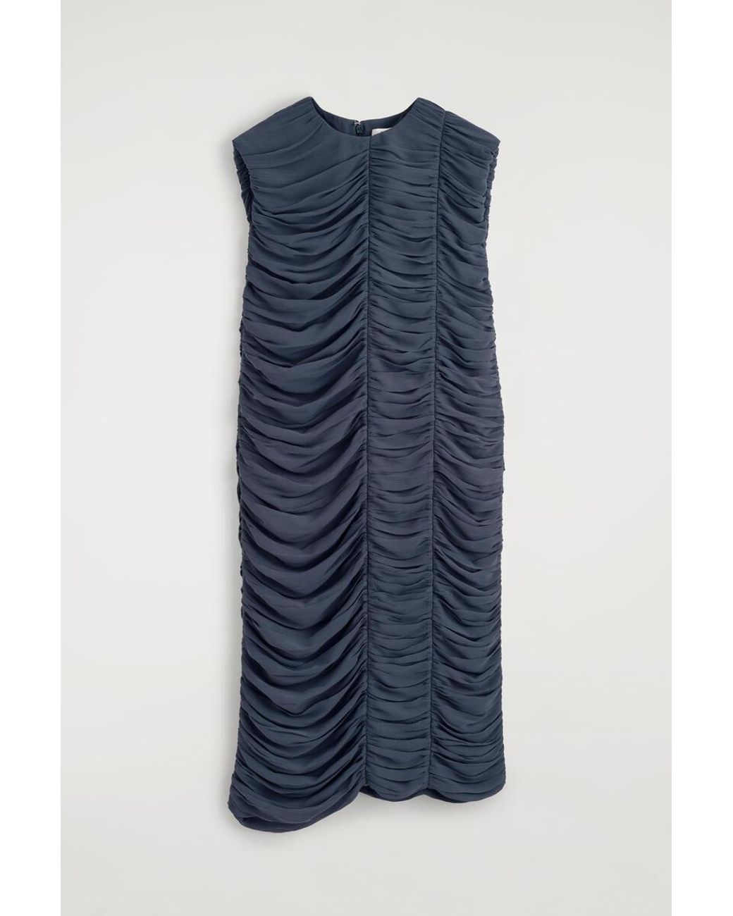 COS Blue Gathered Panelled Dress