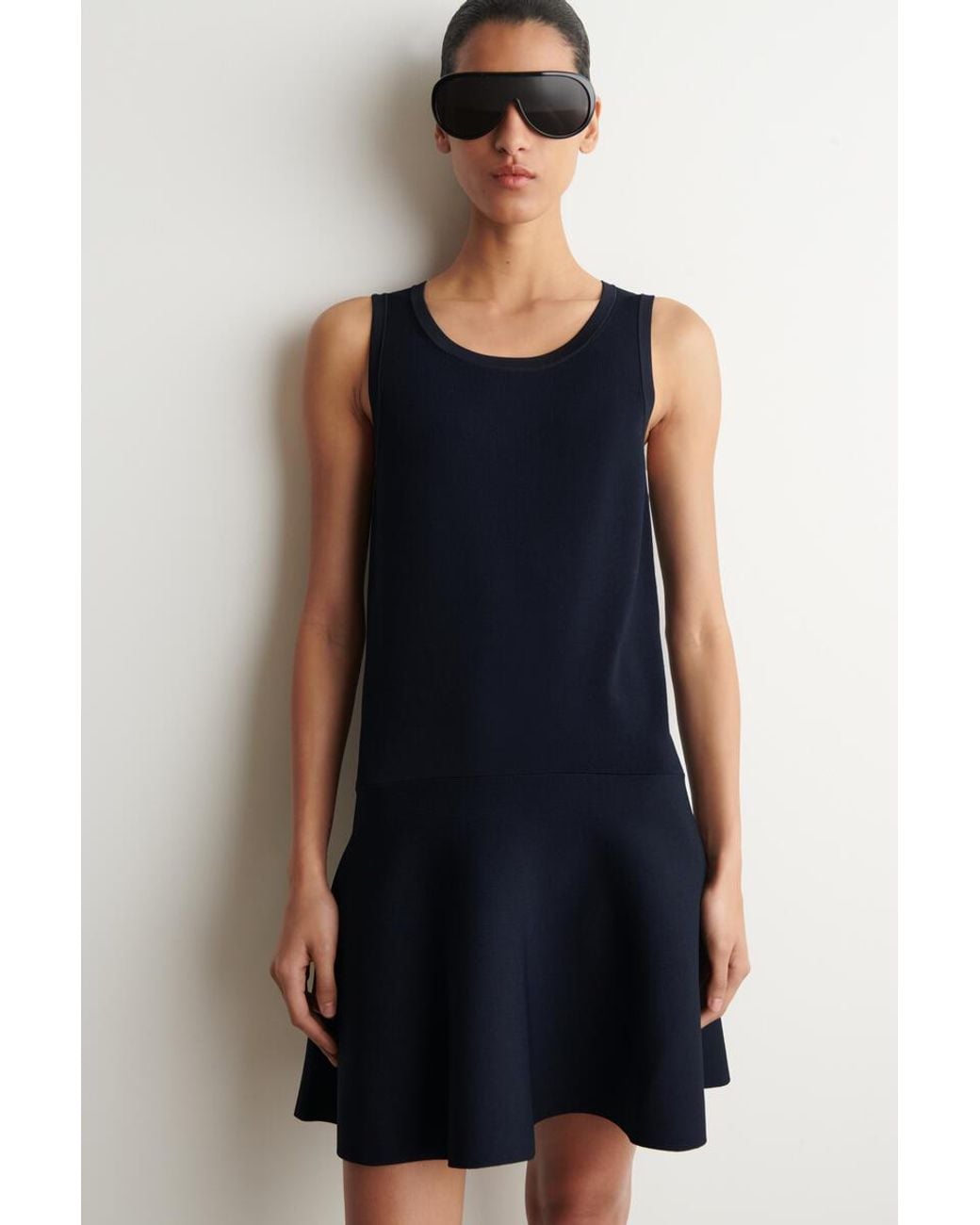 COS Blue Flared Knitted Mini Dress