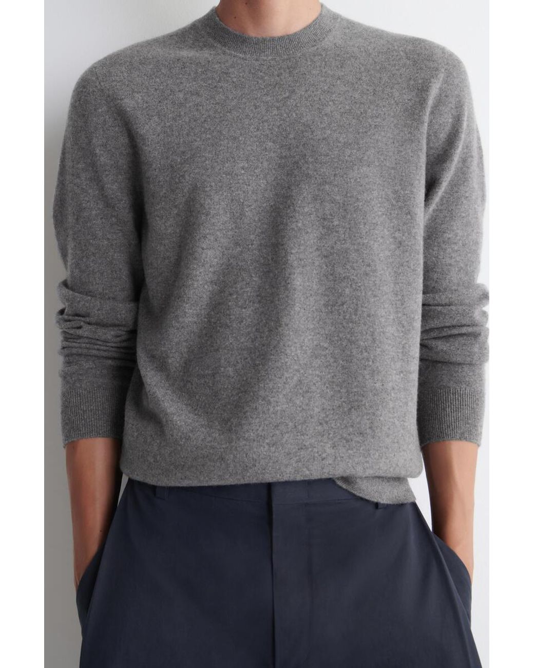 COS Gray Cashmere Crew-Neck Jumper for men