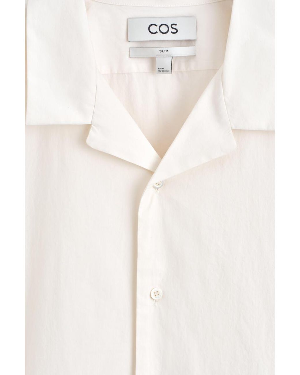 COS White Camp-Collar Slim-Fit Cotton Shirt for men