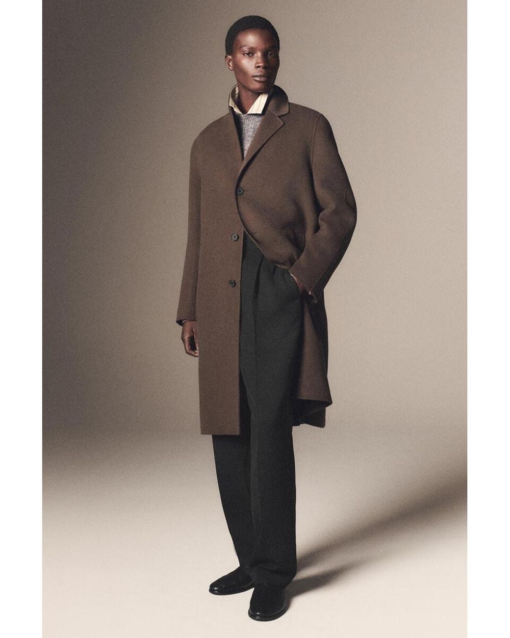 COS Brown Tailored Double-Faced Wool-Blend Coat for men