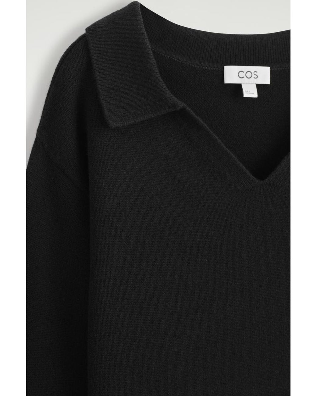 COS Black Merino Wool Polo Jumper