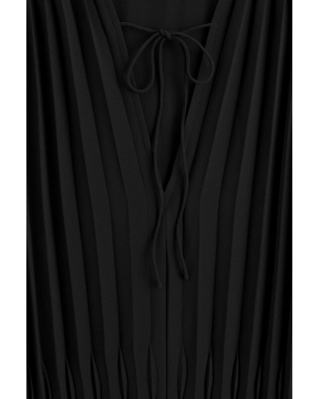 COS Black Tie-Front Pleated Georgette Blouse