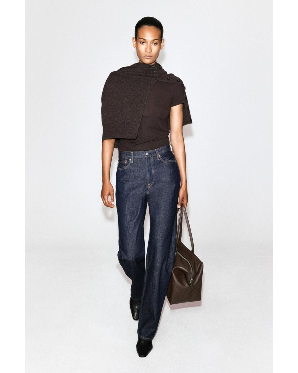 COS Black Crepe-Jersey T-Shirt