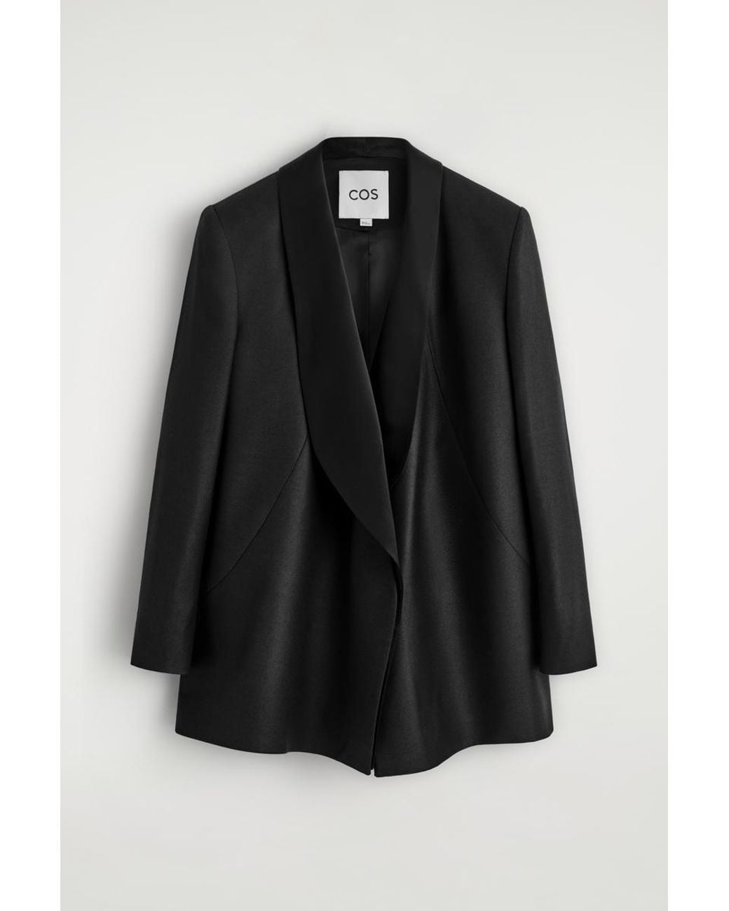 COS Black Wool-Satin Tuxedo Blazer