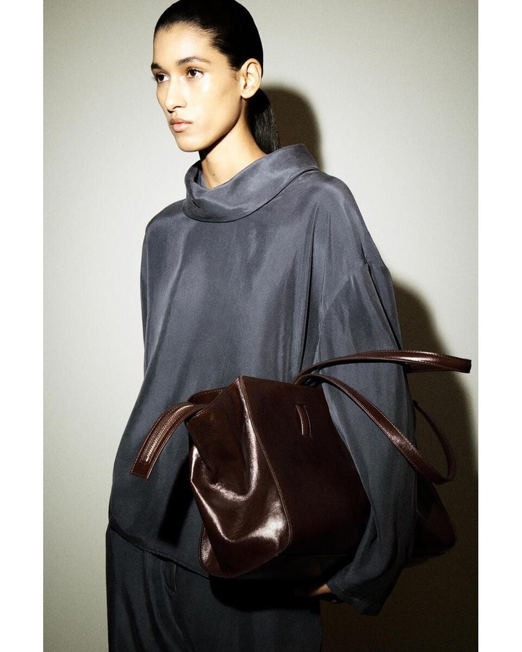 COS Brown Monument Tote Bag