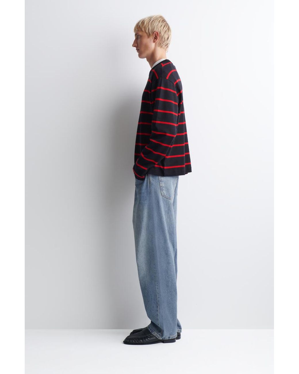 COS Red Relaxed Jersey Interlock Long-Sleeved T-Shirt for men