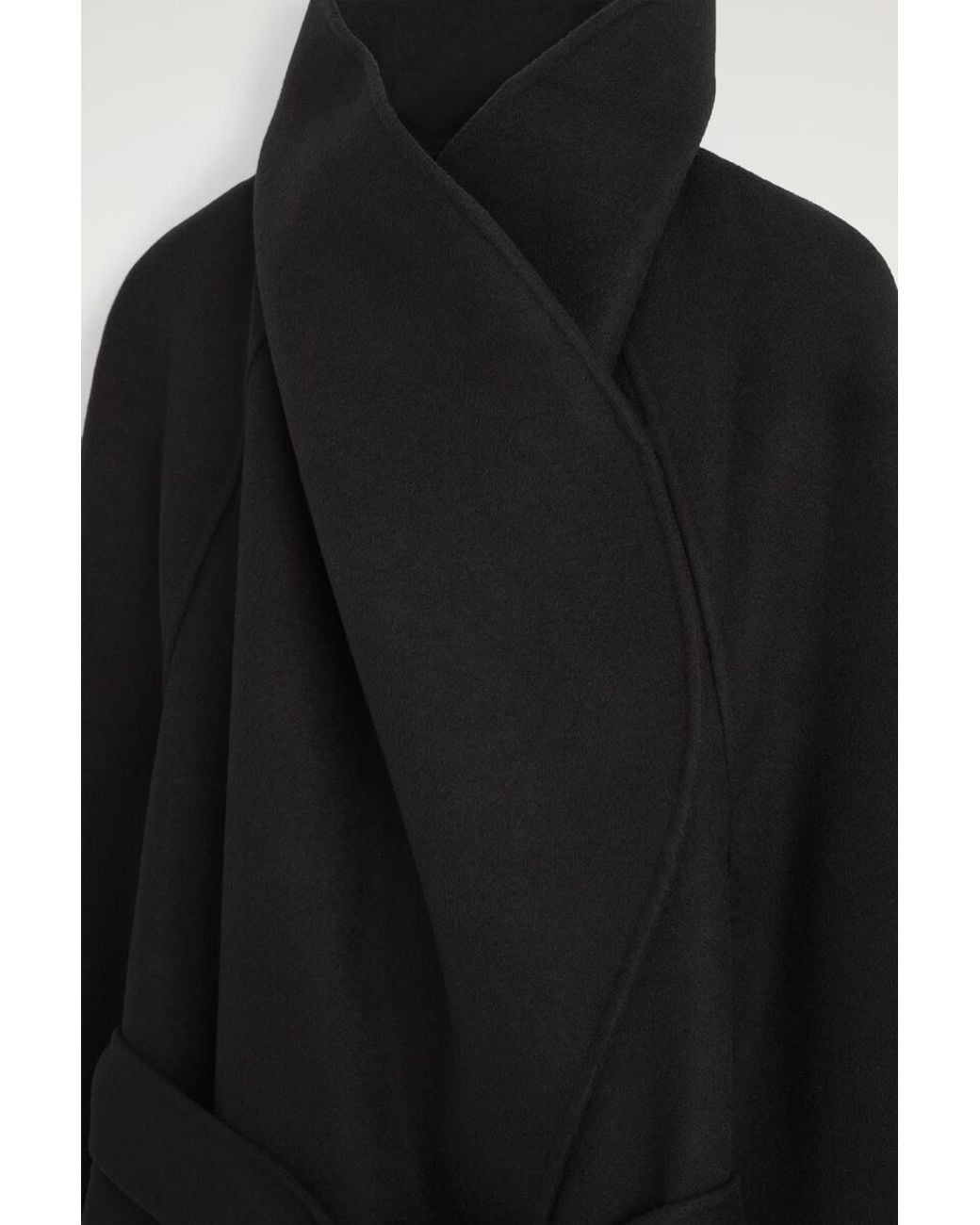 COS Black Double-Faced Wool Shawl-Collar Coat