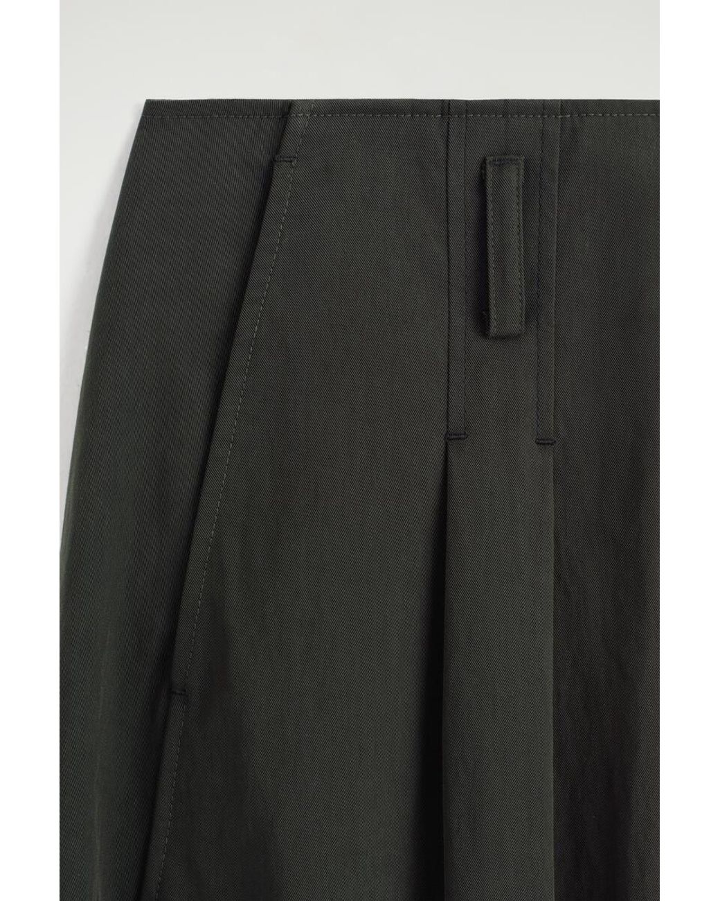 COS Gray Pleated Cotton Barrel-Leg Trousers