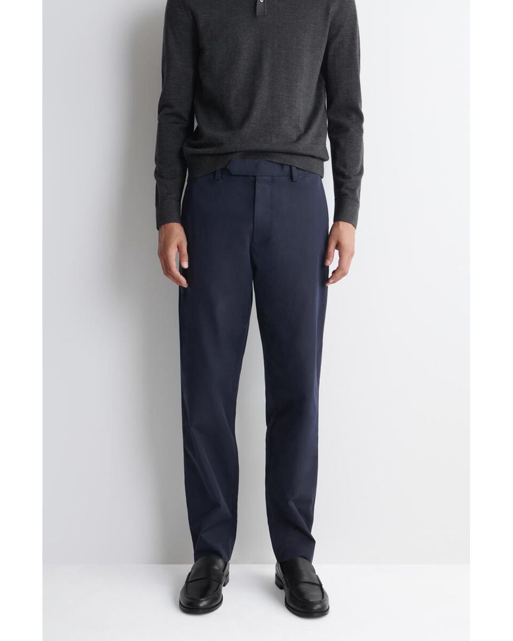 COS Blue Cotton-Blend Slim-Fit Straight-Leg Trousers for men