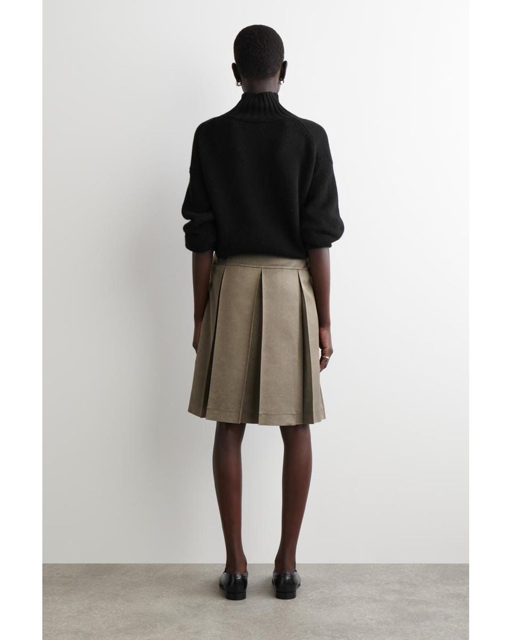 COS Gray Pleated Metallic Wool-Blend Skirt