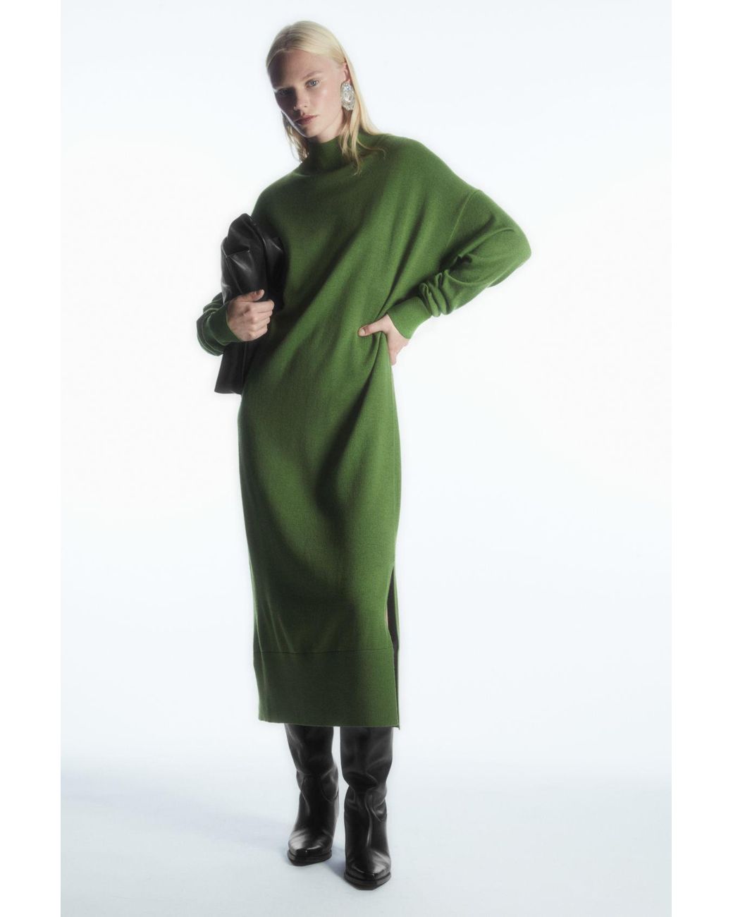 green emerald velvet dress COS Knitted Bandeau Maxi Dress