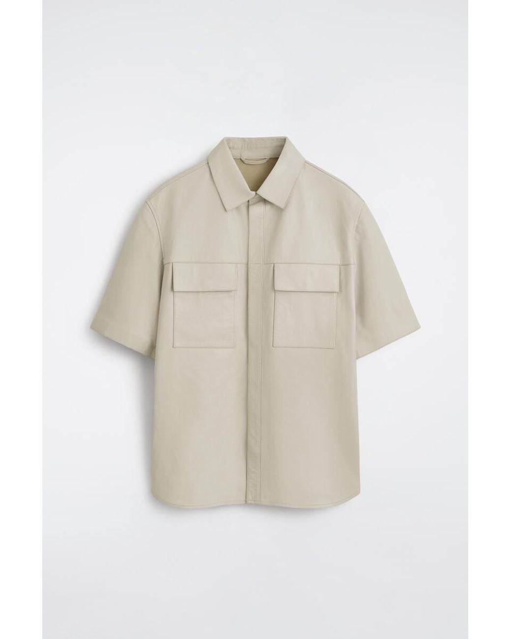 COS White Leather Short-Sleeved Shirt for men