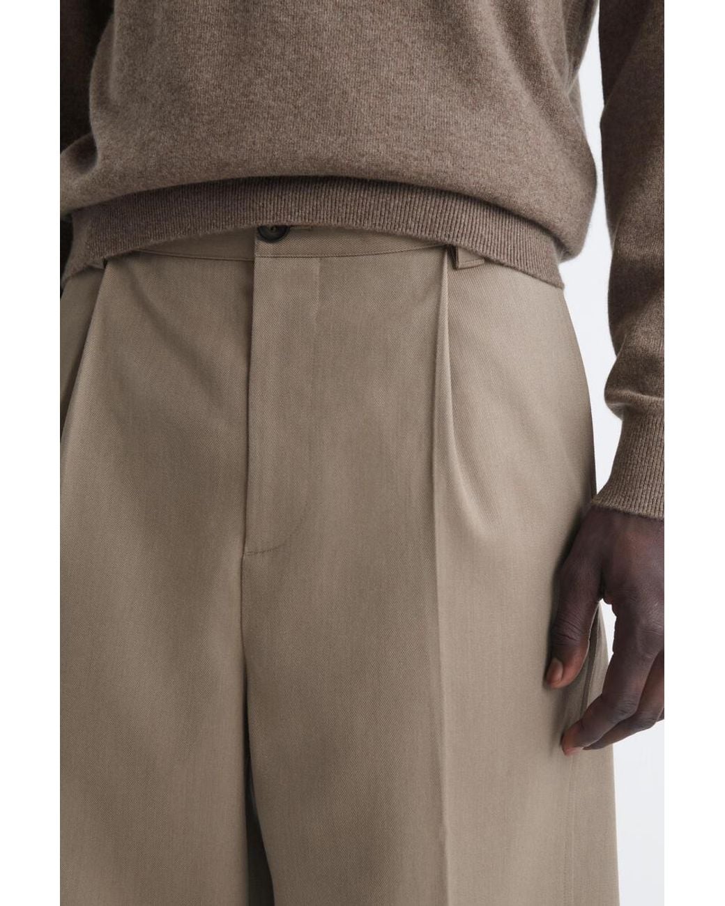 COS Natural Wool-Cotton Relaxed-Fit Wide-Leg Trousers for men