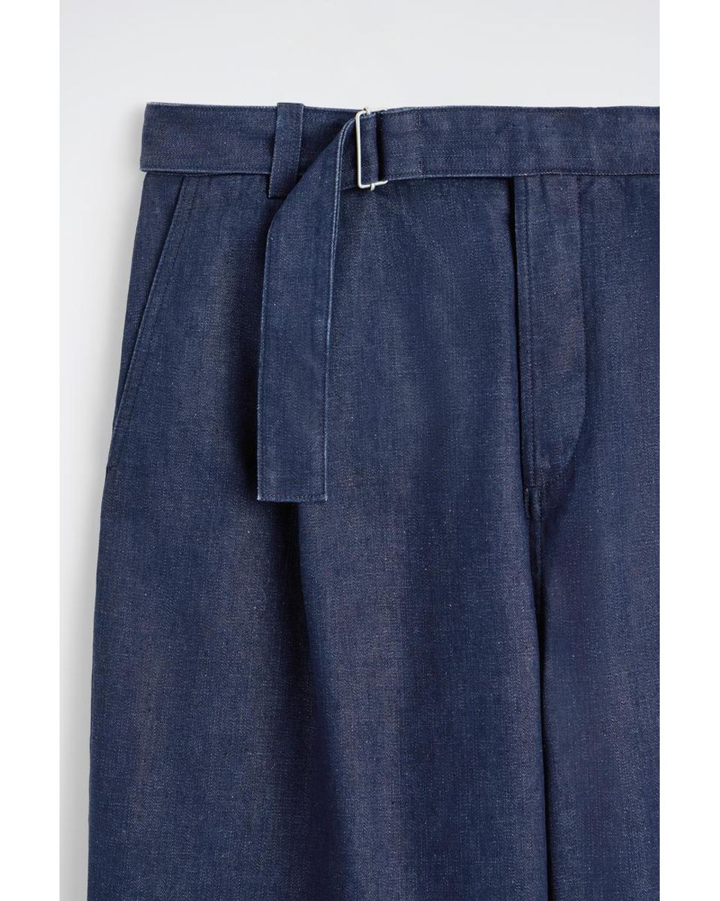 COS Blue Belted Denim Relaxed-Fit Barrel-Leg Pants for men