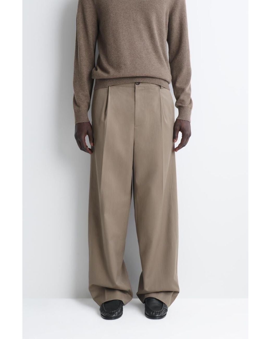 COS Natural Wool-Cotton Relaxed-Fit Wide-Leg Trousers for men