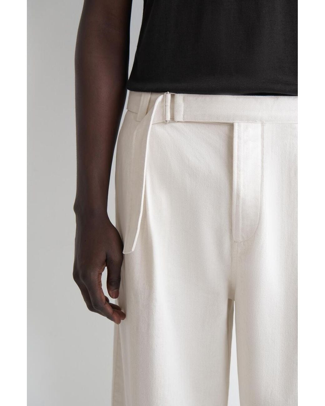 COS White Belted Denim Relaxed-Fit Barrel-Leg Trousers for men