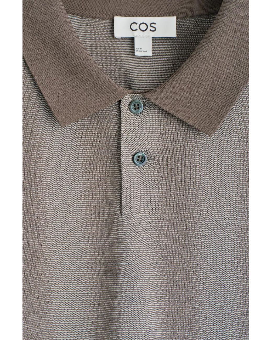 COS Gray Diffused-Stripe Knitted Polo Shirt for men