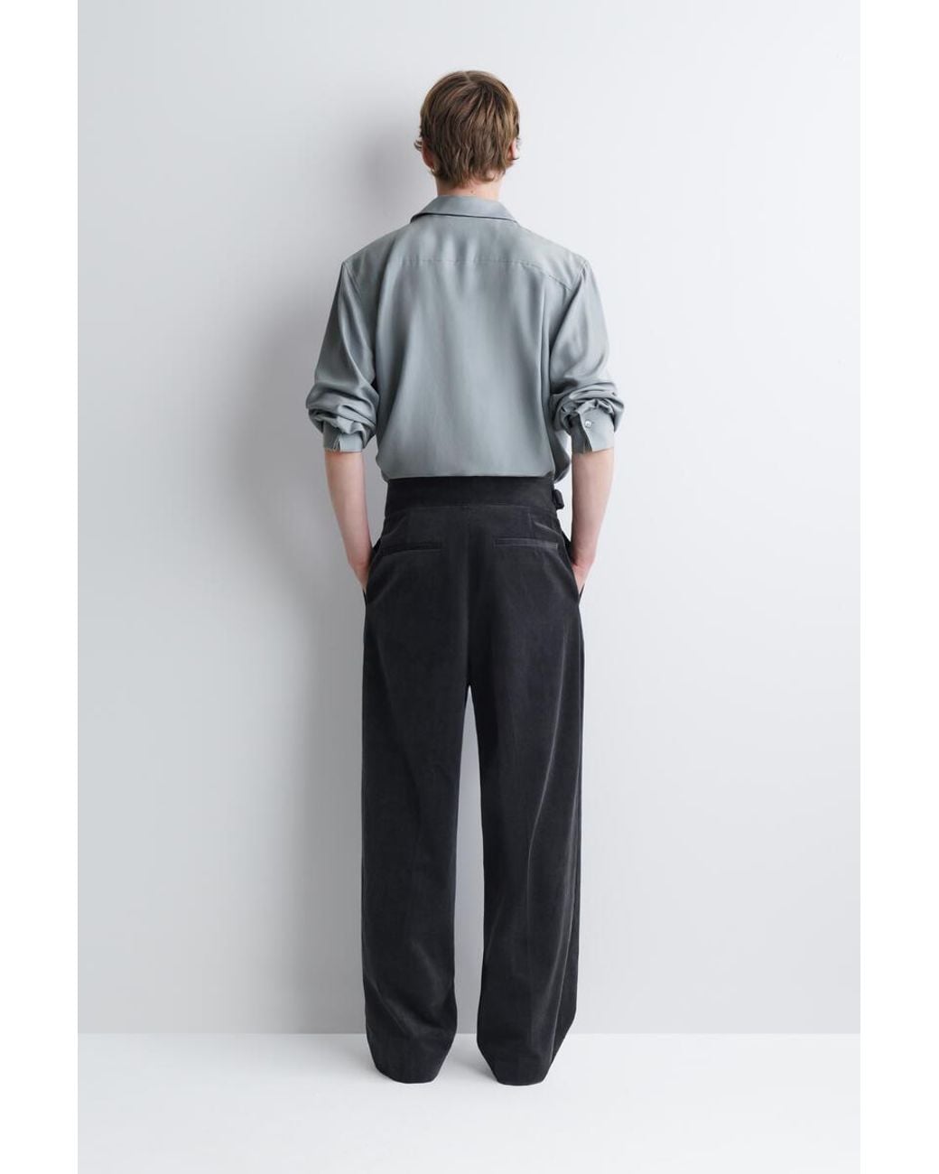 COS Black Belt-Detail Corduroy Relaxed-Fit Wide-Leg Pants for men