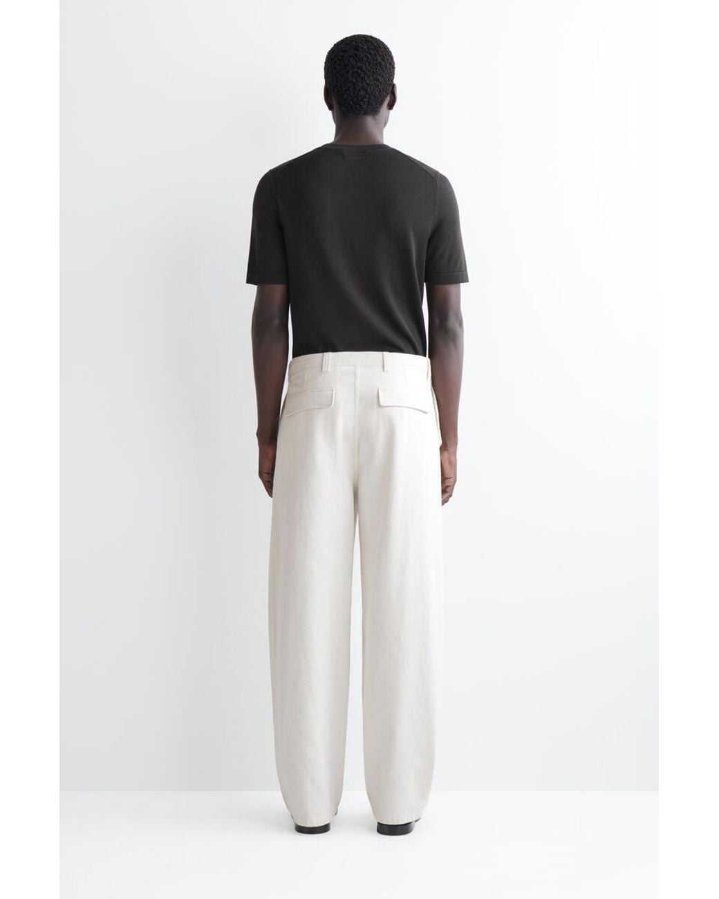 COS White Belted Denim Relaxed-Fit Barrel-Leg Trousers for men