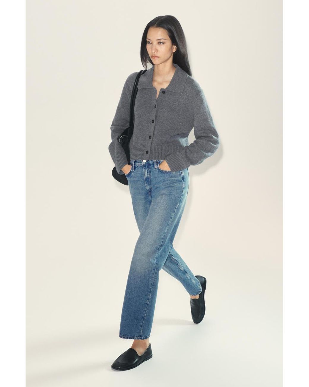 COS Blue Collared Merino Wool Cardigan