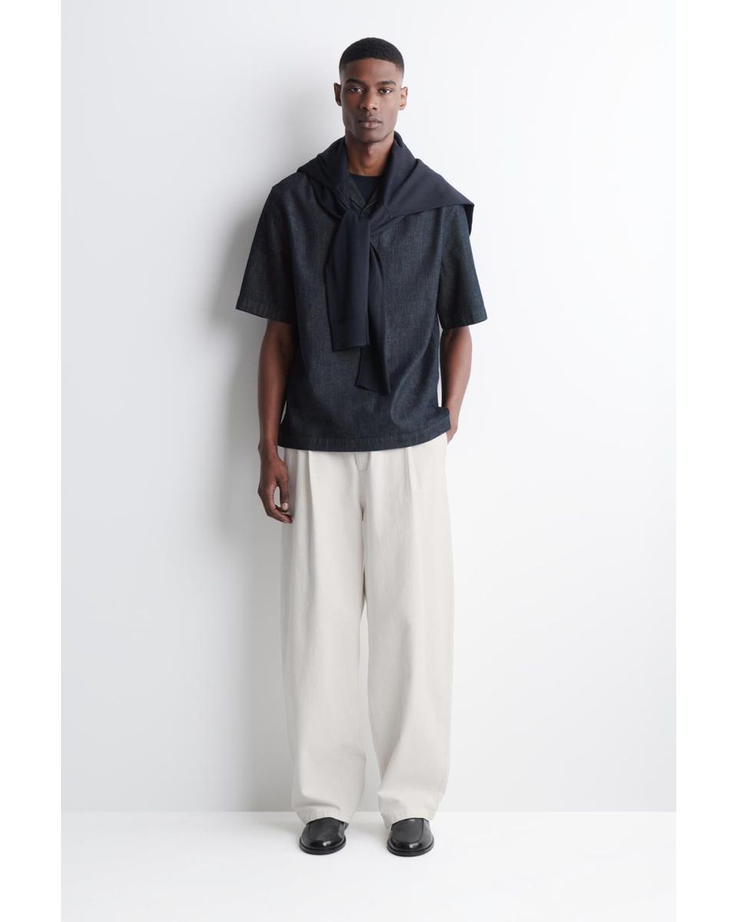 COS Blue Denim Popover Shirt for men