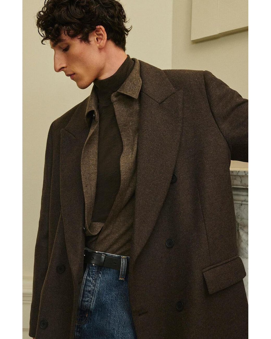 COS Brown Relaxed Wool-Blend Shirt for men