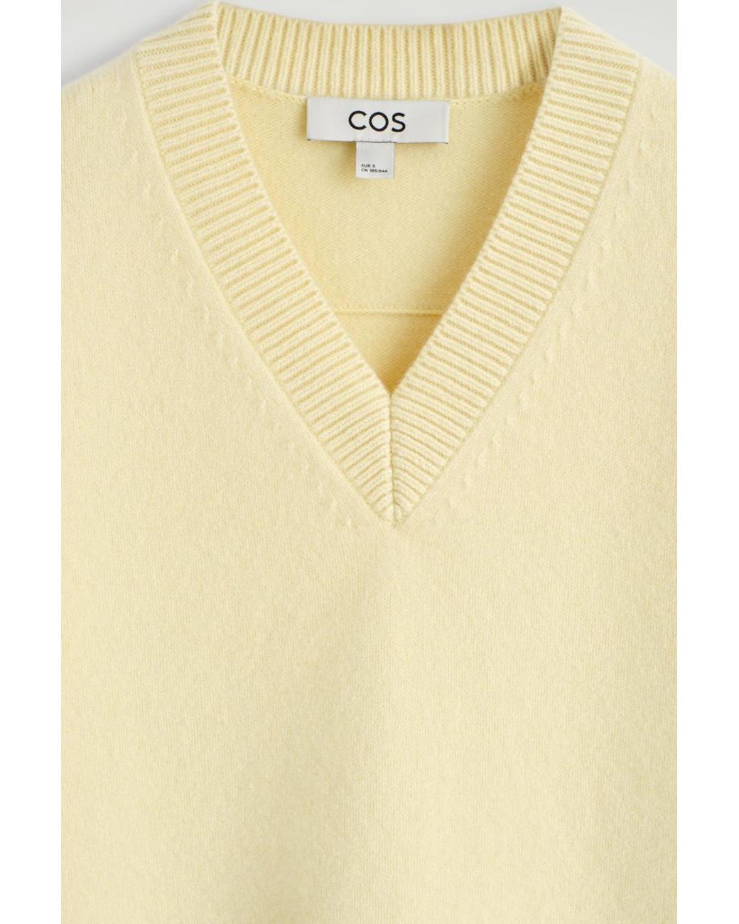 COS Rounded Wool V-Neck Sweater in Yellow | Lyst