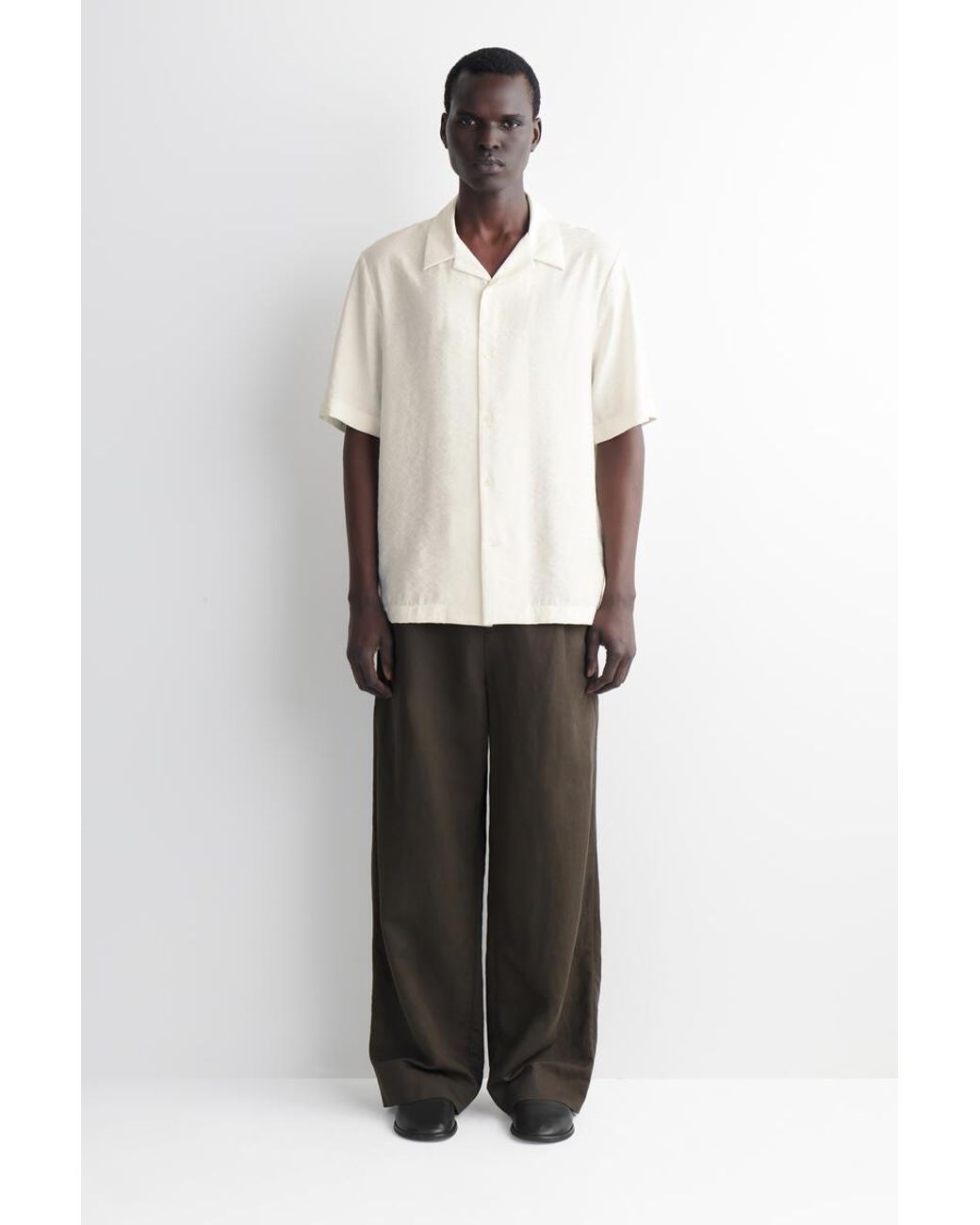 COS Blue Camp-collar Linen Shirt for men